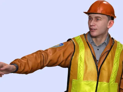 construction worker Men engineer Ready Low-poly 3D model