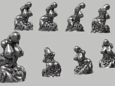 Modern Abstract female robot sculpture 3d print model 146 3D print model