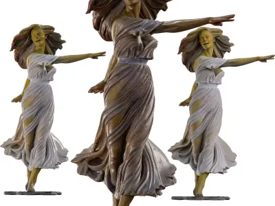 Dancing Woman Sculpture Expressive Figurative Low-poly 3D model