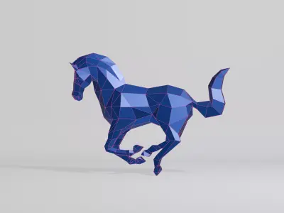 Polygonal Running Horse Low-poly 3D model