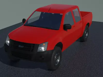 Basic Double Cab Pickup Truck 3D model