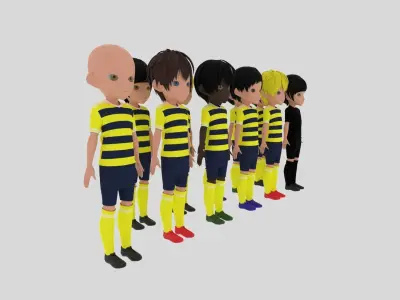 Yellow Soccer - Football Team Low-poly 3D model