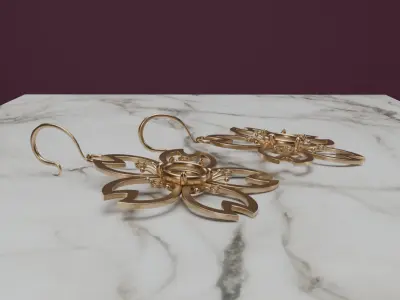 Sakura Glint Blossom of Balance 3D model for 3D print earrings 3D print model