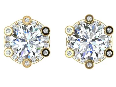 Round Diamond Stud Earring 4675 3D print model