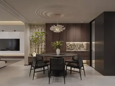 Modern living room dining room interior scenes 170 3D model