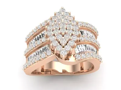 AV 654 Diamond Ladies Cluster Engagement Ring 3D print model