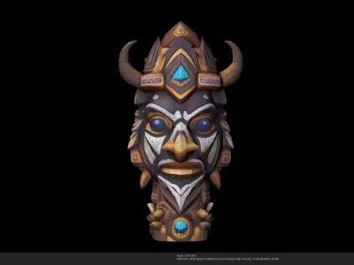 Stylized Totem - AI Low-poly 3D model