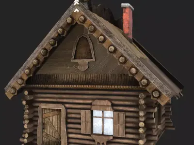  The hut of hunter or an ordinary house in an old village Low-poly 3D model