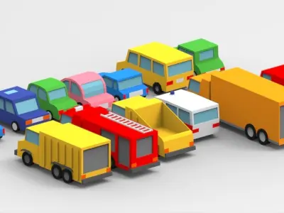 Low poly Car pack 3D model