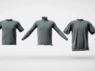 11 Basic LowPoly T-Shirts Pack 3D model