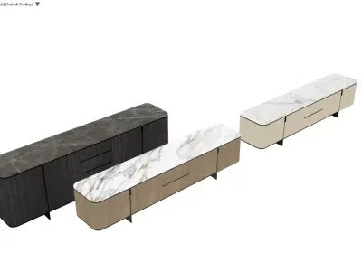 Modern Marble-Top TV Console in Multiple Finishes 3D model