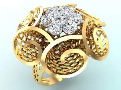  Mesh flower ring - Italian rings - Womens Rings - N6822 3D print model