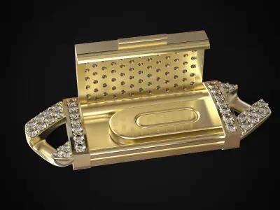 solid cuban link bracelete with lock 3D print model