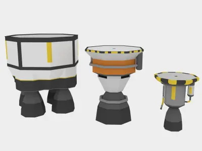 LowPoly Liquid Fuel Rocket Engines Small Pack Low-poly 3D model