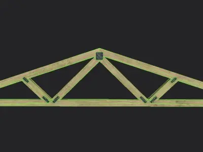 Wooden Roof Truss 03 Low-poly 3D model