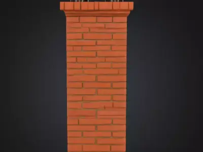 Stylized Brick Chimney with Pipes Low-poly 3D model