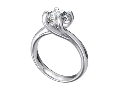 Engagement Ring Twisted Solitaire Ring STL File-CC100 3D print model