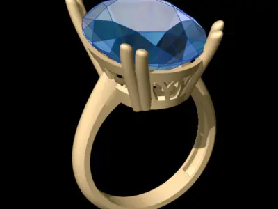 Classic Big Oval Ring 3D print model