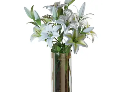 Flower Set 10 - White Lilies Bouquet 3D model