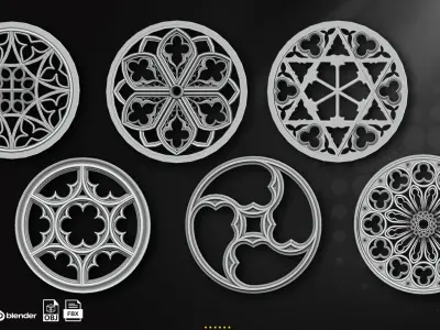 60 Gothic Window Vol1   Low-poly 3D model