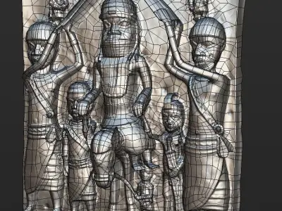 Ama Relief Plaque II Low-poly 3D model