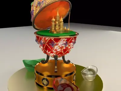 Chinese Gold Ingot with Russia Faberge egg    3D model