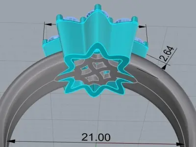 beautiful big flower ring 3D print model