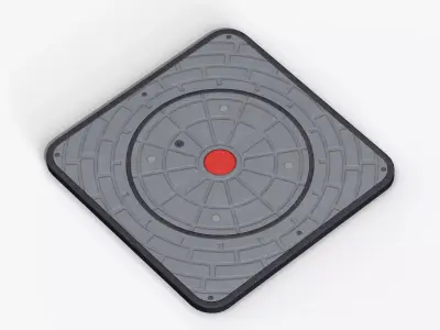 Hydraulic Bollard Low-poly 3D model