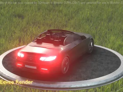 City Car 8 Top-Class Cabrio Open Type-A Black Low-poly 3D model