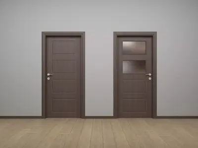  Modern Interior Wood Door - Real Wood UVW Maps -  MUTE 4-4C 3D model