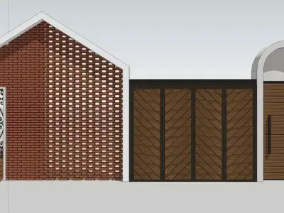 3D Modern Fence Model in Brick and Wood SketchUp Design 3D model