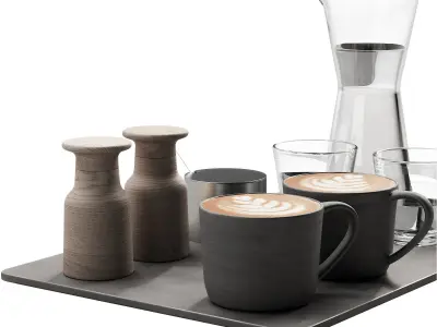 134 eat and drinks decor set 04 coffee and water 04 3D model