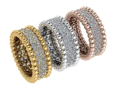 Ring372 gold diamond bead ring 3D print model