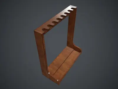 Wooden Weapon Rack 3 PBR Game Ready Low-poly 3D model