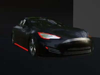 tesla with red lights Free 3D model