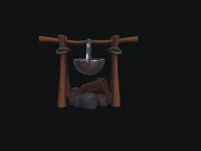 Stylized Firepit  Low-poly 3D model