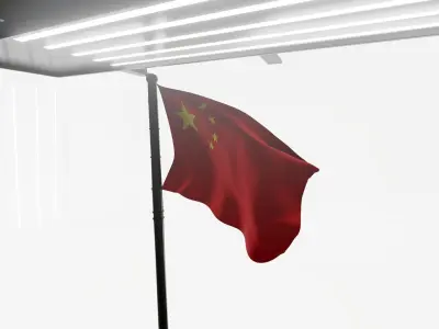 High Quality 3D Model  Chinese Flag Waving Free Download Free low-poly 3D model