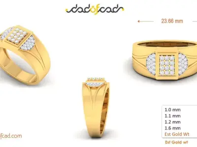 Mens Gold Diamond Rings 3D print model