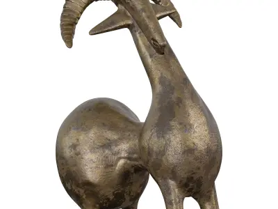 Antique Stylized Goat Statue - Bronze Animal Sculpture 3D Model Low-poly 3D model