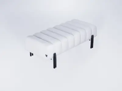 Low Poly Luxury Hallway Bench - Elegant Upholstered Seat 3D model