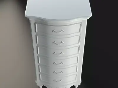 Antique-Style Chest of 6 Drawers 3D model