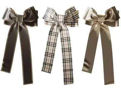 Set of festive bows 3D model