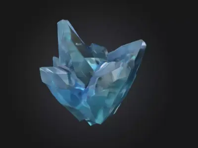 Blue Crystal Cluster Low-poly 3D model
