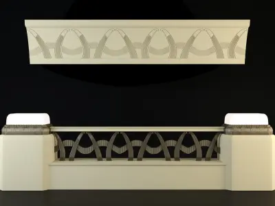 Balustrade pedestal with two lamps 3D model