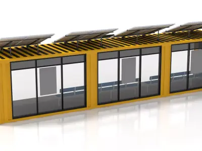40 Foot Container Bus Stop 3D Model Low-poly 3D model