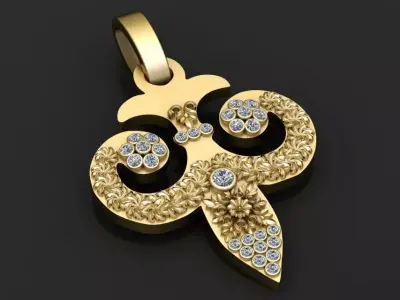 gold floral pendant 3D printable model  3D print model