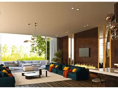 Living Room and Kitchen Scene for 3dsmax and Vray Renderer  3D  3D model