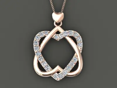 heart pendant love diamond 3D print model