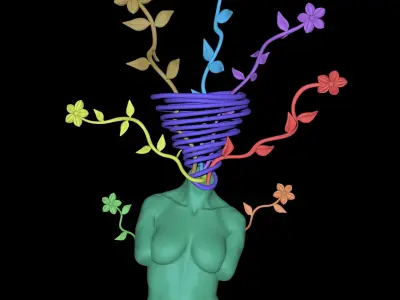 Female Body with Flowers - Decoration 3D print model