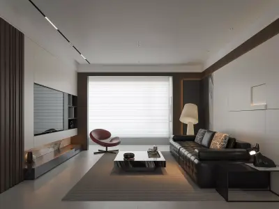 Modern Luxury Living and Dining Room Interior Scene 3D model